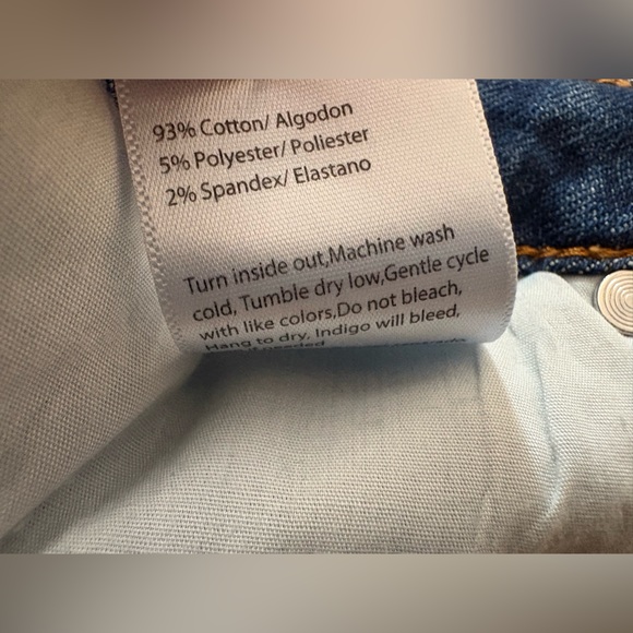 Rise Jeans women's blue denim shorts with rhinestone size M high rise 93% cotton - Picture 9 of 9